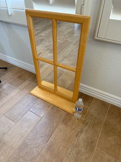 Wood Framed Window Pane Wall Mirror