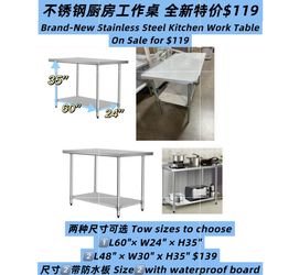 Brand-New Stainless Steel Kitchen Work Table