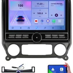 Replacement Radio for Chevy Silverado GMC Sierra - Car Stereo Wireless Carplay Android Auto 2014-2018 QLED Touch Screen Radio Upgrade GPS Navigation H
