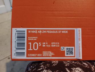 Brand new women’s Nike air zoom pegasus size 10.5 wide. Brand new never worn.