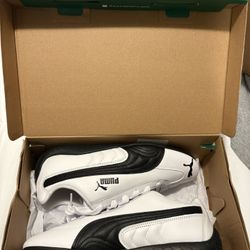 leather all white puma speed cats 