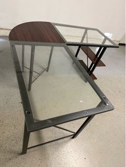 Modern L-Shaped Glass Desk