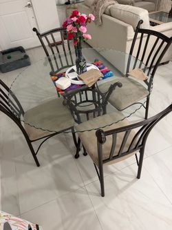 Glass Dining Table Set w/ 4 Chairs