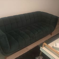 Green Suede Couch Edloe Finch