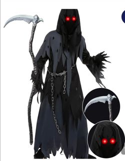 New Glowing Eyes Grim Reaper Costume for Kids size xl