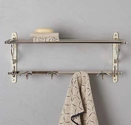 Pottery Barn Nickel and Mother of Pearl Bathroo. Rack