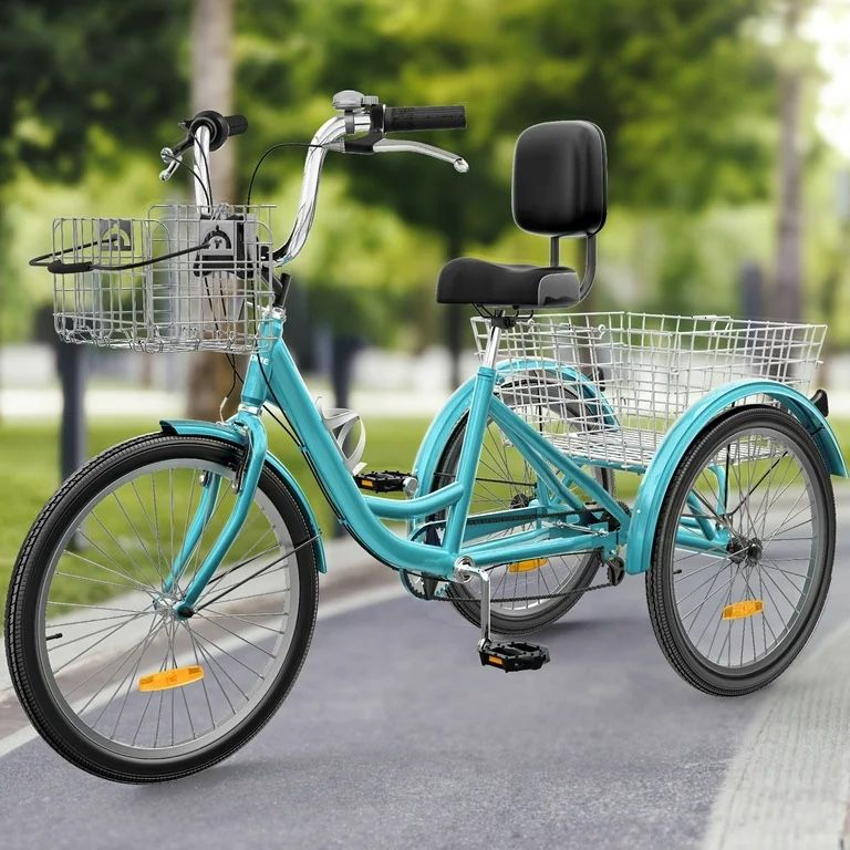 7-Speed Adult Tricycle 26" 3-Wheel Cruiser Bike for Men and Women, Ideal for Shopping, Picnics, and Outdoor Sports