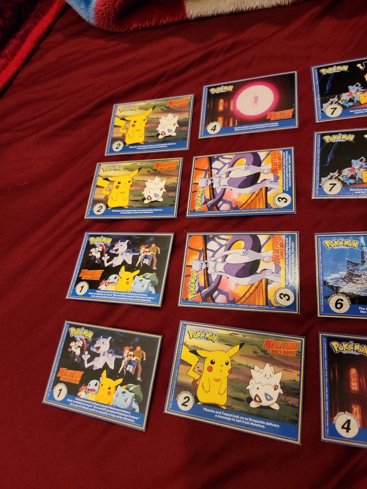 pokemon trivia cards Vintage '98 Uncut 97 Rare Set Of 12 First Movie Poke'Trivia Pokmon Cards (A)