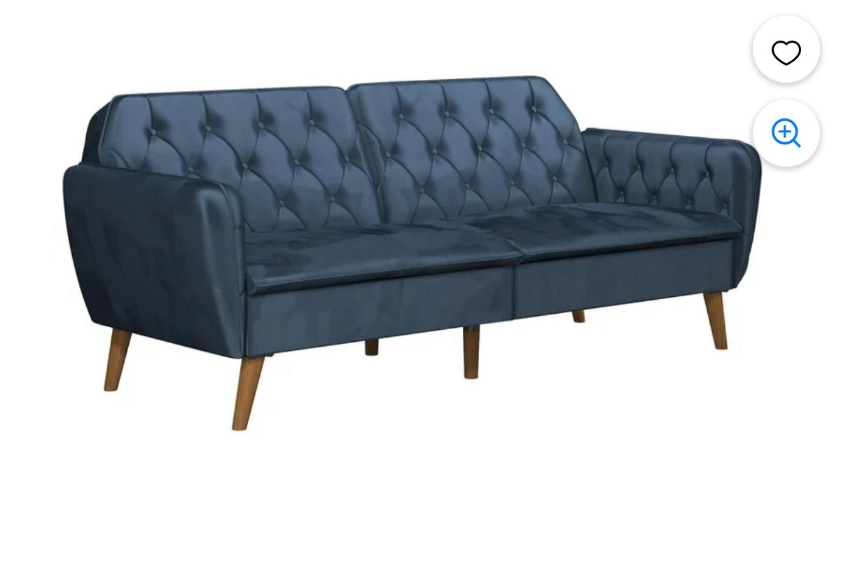 Novogratz Tallulah 83" Memory Foam Futon Sofa Bed, Blue Velvet