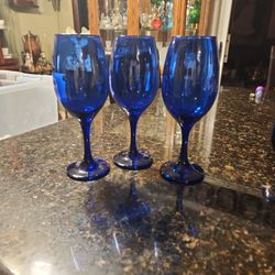3 Royal Blue Glass