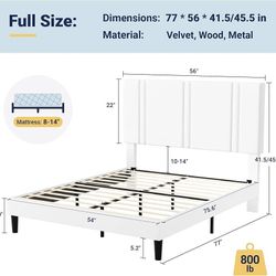 Full Size Platform Bed Frame with Adjustable Headboard