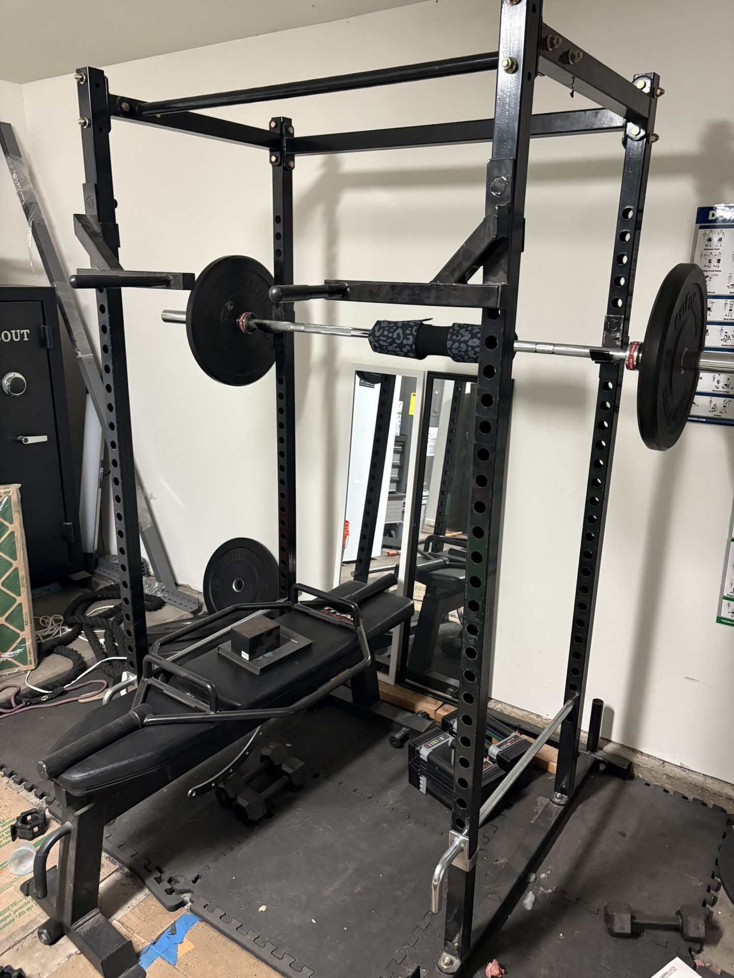 Titan Power Rack, With Barbell, And 320 lbs Rubber Weights