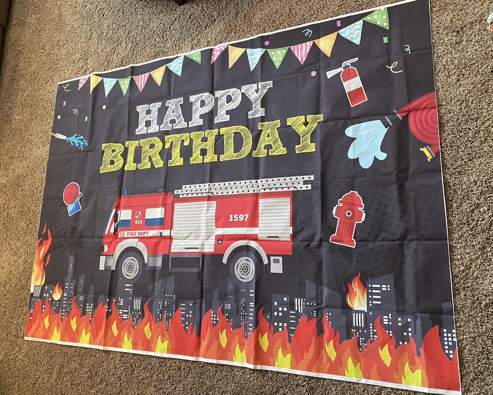 Birthday party supplies lot fire truck theme 