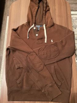 POLO By RALPH LAUREN Rugby HOODIE Men’s MEDIUM Chocolate Cotton Poly Blend 
