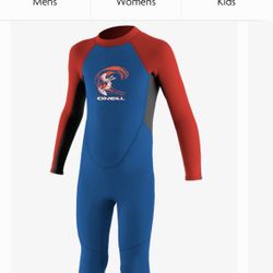 New O’Neill Toddler Size 3 Full Wetsuit 2mm