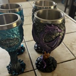 Dragon Wine Goblet Stainless Cups Excellent Shape