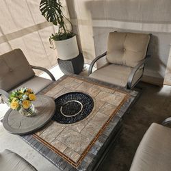 Fire Pit Patio Set 5pc/conversation Set/outdoor Furniture 