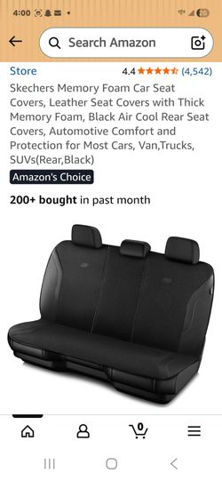 Skechers Memory Foam Car Seat Covers, Leather Seat Covers with Thick Memory Foam, Black Air Cool Rear Seat Covers, Automotive Comfort and Protection f