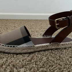 BURBERRY HOUSECHECK ABBIE Flat Espadrilles Size UK 4/ UK 37 US 7