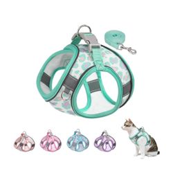 Step in Mesh Dog Harness and Leash Set Breathable Air Mesh Reflective Escape Proof Dog Harness Vest No Choke Lightweight Mesh Dog Harness