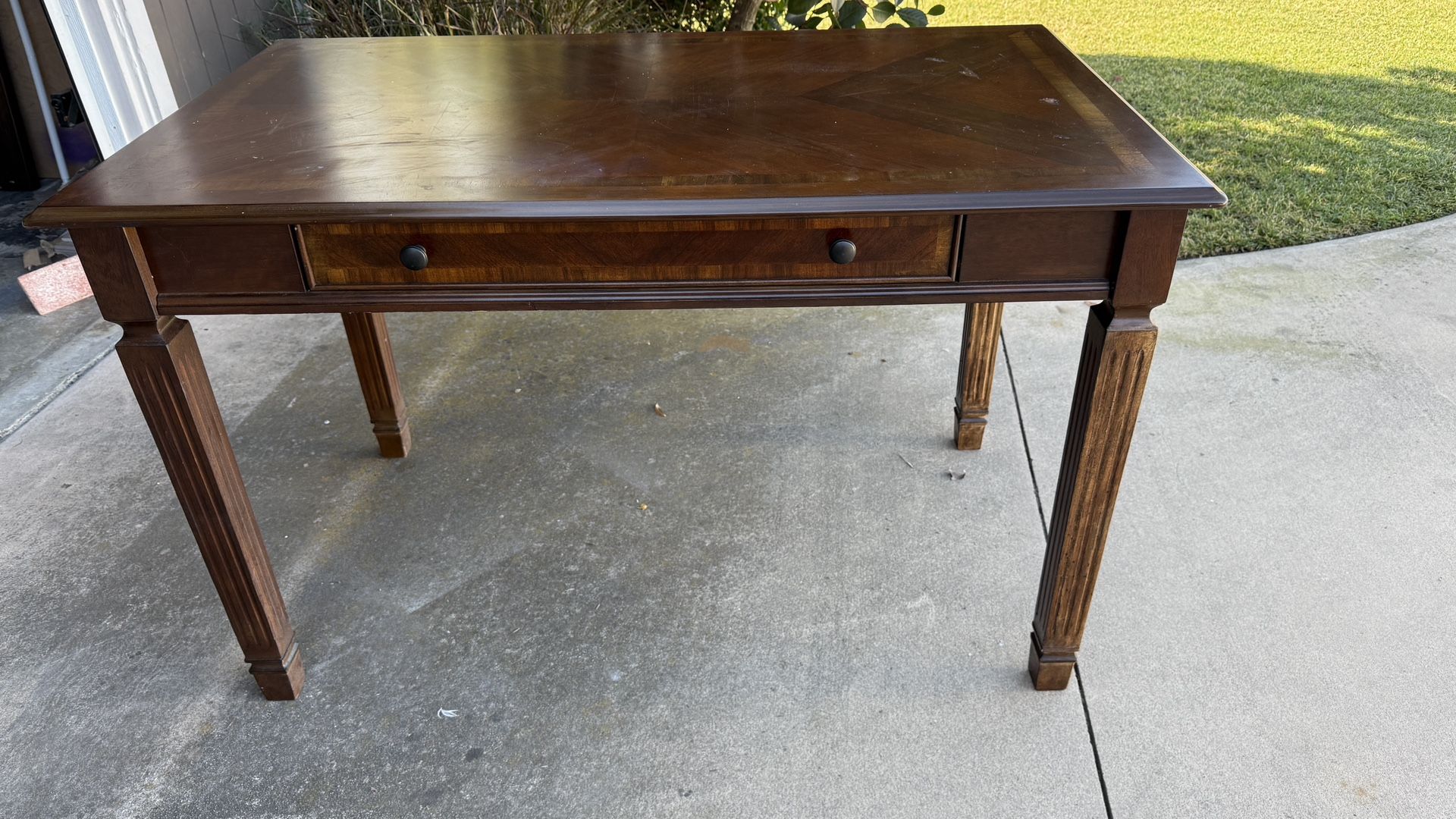 Wood Desk With Drawer