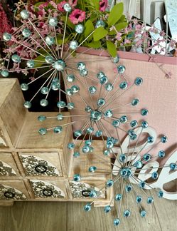 THREE PRETTY BLUE STARBURST WALL DECOR
