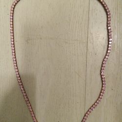 KING ICE PINK CZ DIAMOND NECKLACE