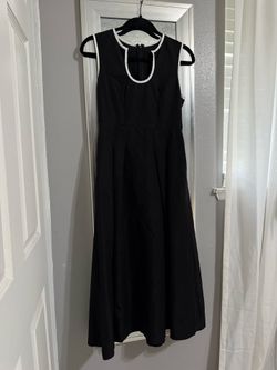 U-Neck Waist A-Hem Dress, Contrasting Trim Dress