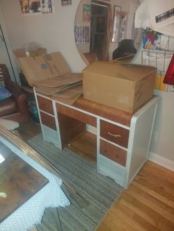 Vintage Waterfall Desk w/Mirror