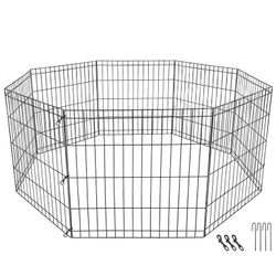 24" Pet Playpen Indoor Outdoor 8 Panels Metal Dog Playpen Exercise Fence