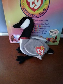 Black grey and white beanie baby duck
