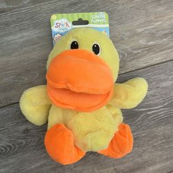 Plush Duck Hand Puppet with Open Movable Mouth for Imaginative Play, Storytelling, and Puppet Theater, NEW