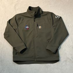 Carhartt Full Zip Soft Shell Jacket Green Texas NM Logo Men’s Size XL Workwear