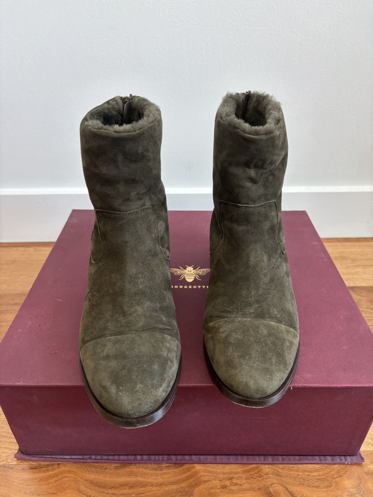 Bougeotte biker boots Khaki Green Suede 