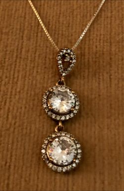 Silver & Bronze Topaz Pendant Italian Silver Chain