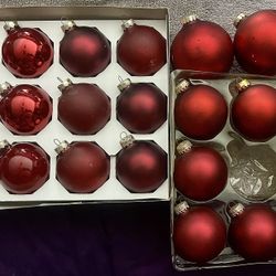 Lot of 22  Mixed Vintage Dark Red Glass Ball Ornaments