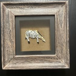Framed 3D Shadow Box  Zebra Wall Art Hanging Decor Pair