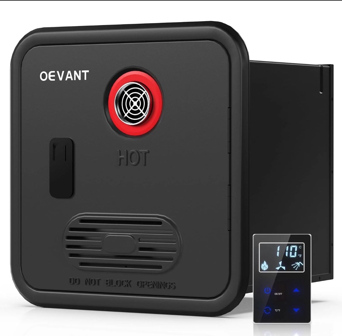 RV Tankless Propane Instant Water Heater, OEVANT 55,000 BTU, 12V DC, 16x16, w/Remote