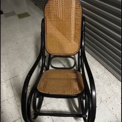 Vintage Thonet Ebonized Bentwood & Cane Rocker