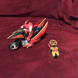 2002 Bandai Power Rangers Ninja Storm Red Wind Tsunami Cycle RC Remote Control