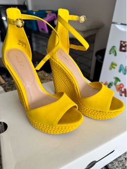 ALDO Laysa-68 Yellow Platform Wedge Sandals