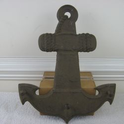 Cast Iron Novelty Rustic Anchor Coat/Hat Rack-Nautical Wall Decor 17"
 Tall 