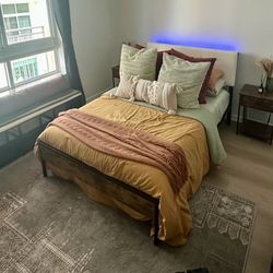 Full Bed Frame + Memory Foam Mattress + Storage Bench + Baskets