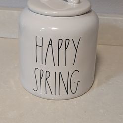 Rae Dunn Happy Spring ceramic cookie jar