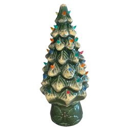 Ceramic Christmas Tree Lamp Lighted Pinecone Multi Pegs OG Vintage 18" Skinny