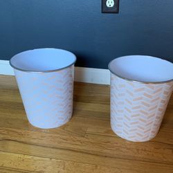 Waste Basket Trash Can Five Below Decorative White Yellow Lot Of 2