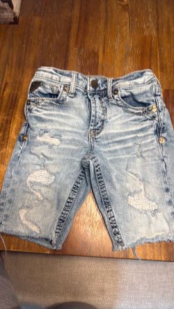 Light Wash Distressed Denim Shorts