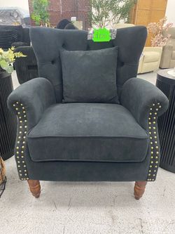 Black Velvet Wingback Accent Chair