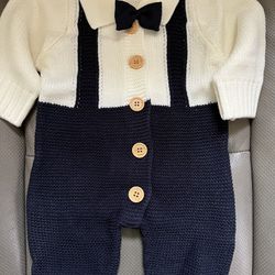 Newborn Boys Knitted Sweater Romper 