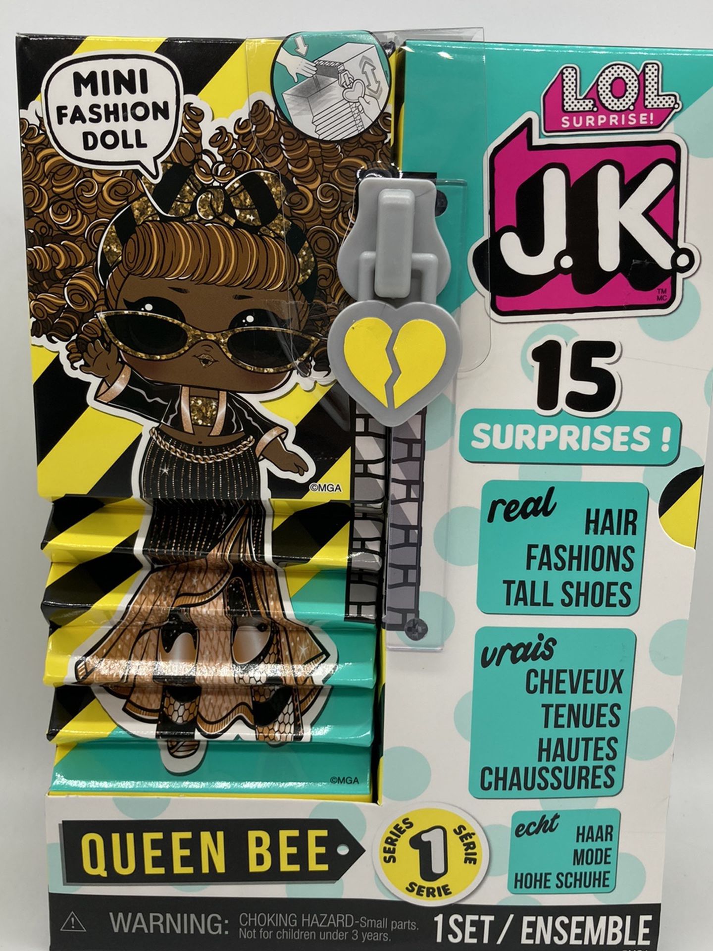 LOL Surprise JK QUEEN BEE Mini Fashion Doll 15 Surprises Series 1 Real Hair New